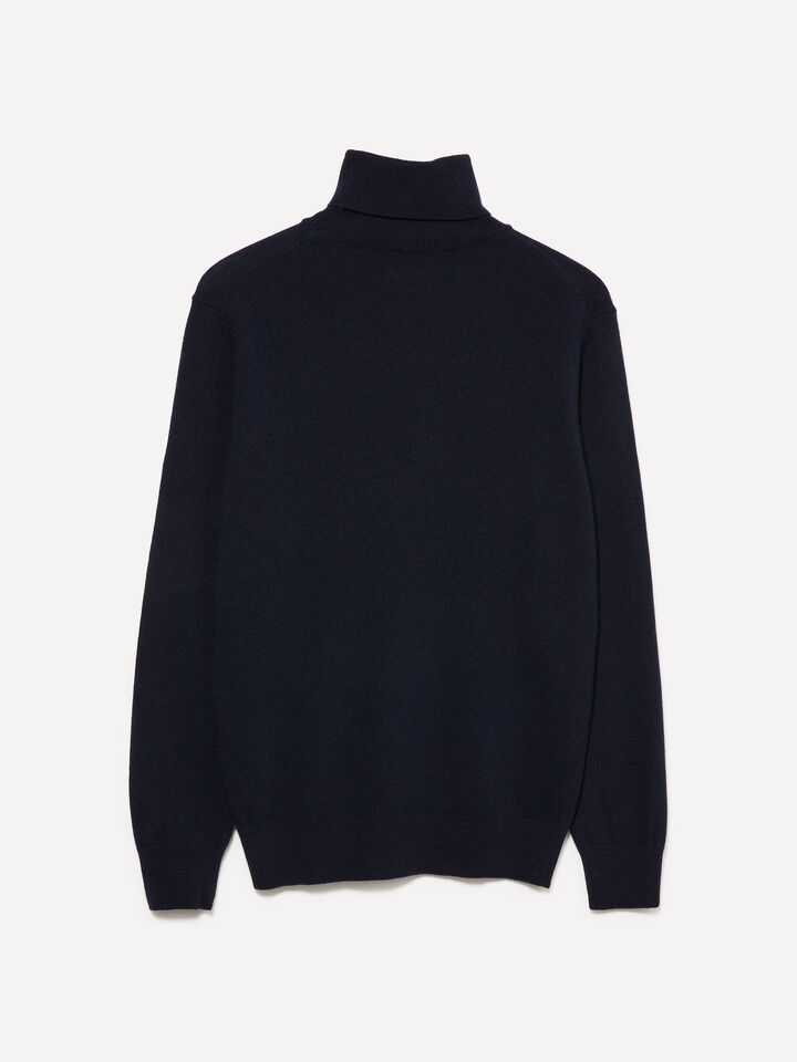 Dark blue regular fit sweater with high neck - men's high neck sweaters - Dark Blue | Sisley image number 2
